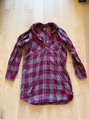 Aerie Plaid Boyfriend Shirt Dress / Nightgown